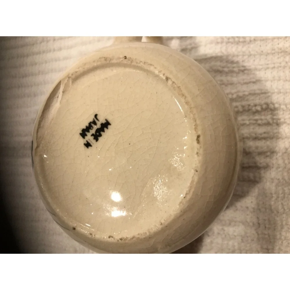 Vintage Made In Japan Sugar Bowl With Lid Flower Pattern Crazed